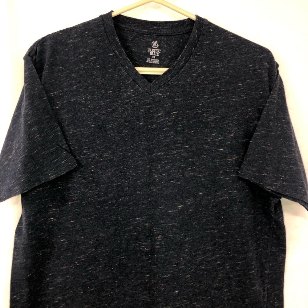 Rustic Blue size large v neck short sleeve tee shirt